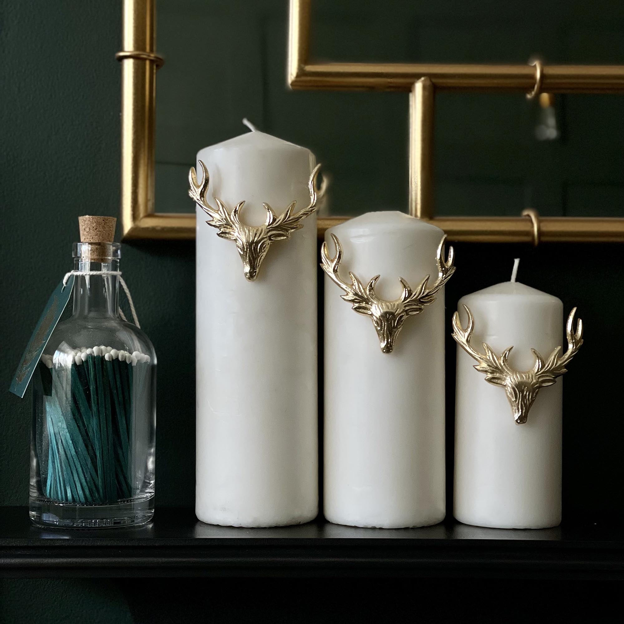 Set of 3 Large Stag Candle Pins-Candle Pins-Yester Home