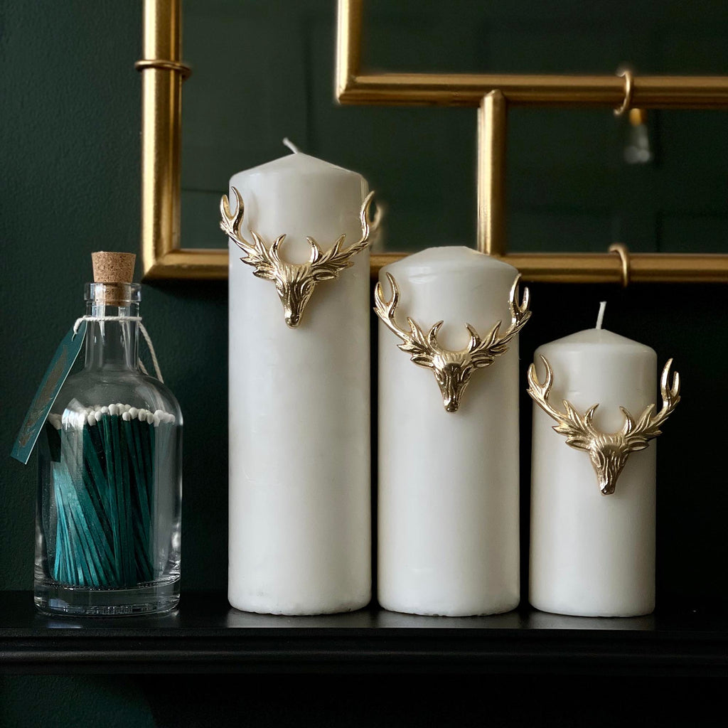 Set of 3 Large Stag Candle Pins-Candle Pins-Yester Home