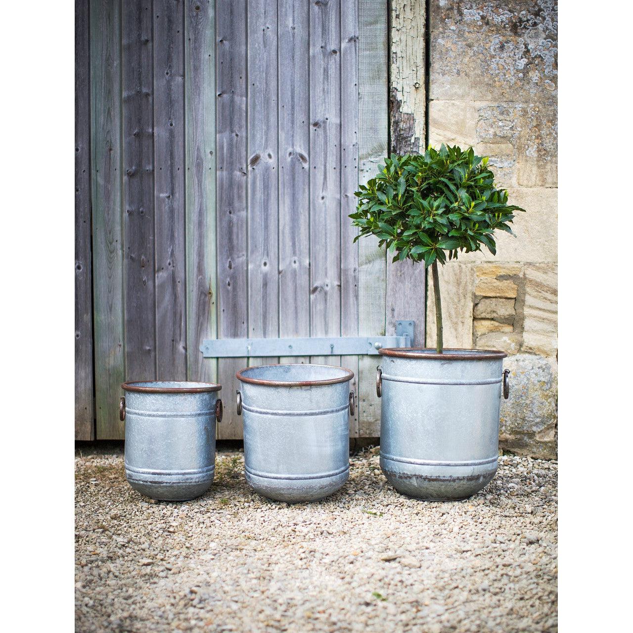 Set of 3 Malmesbury Planters - Galvanised Steel-Pots, Planters & Troughs-Yester Home