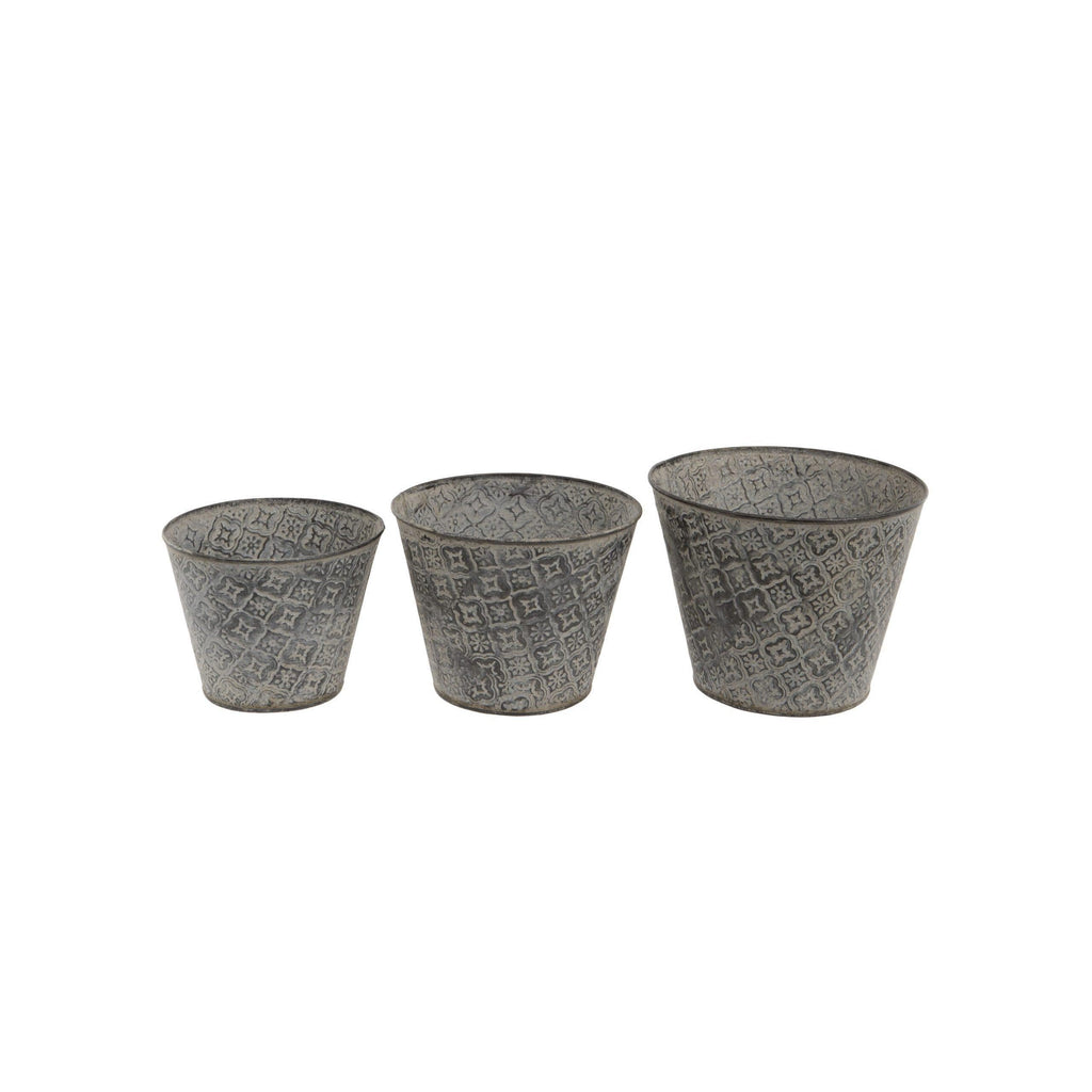 Set of 3 Moroccan Metal Pots-Plant Pots-Yester Home