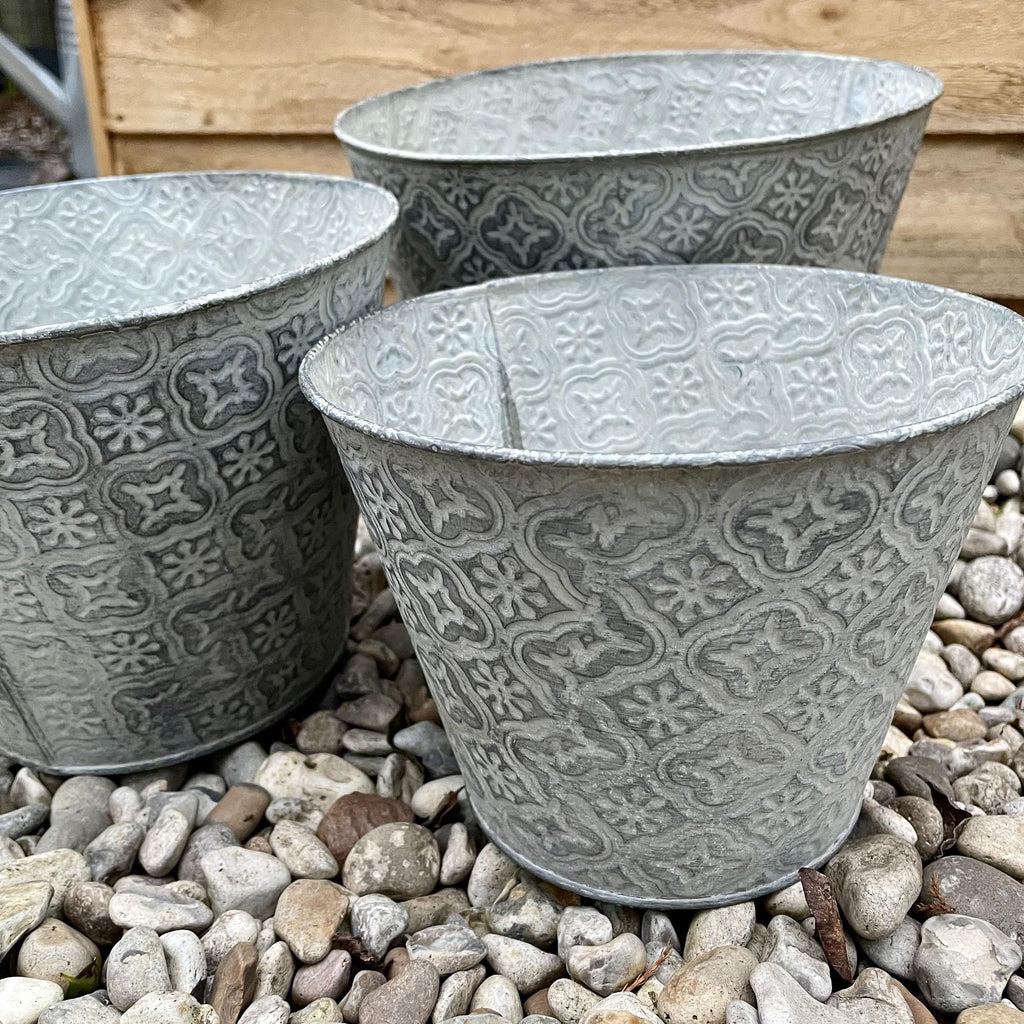 Set of 3 Moroccan Metal Pots-Plant Pots-Yester Home