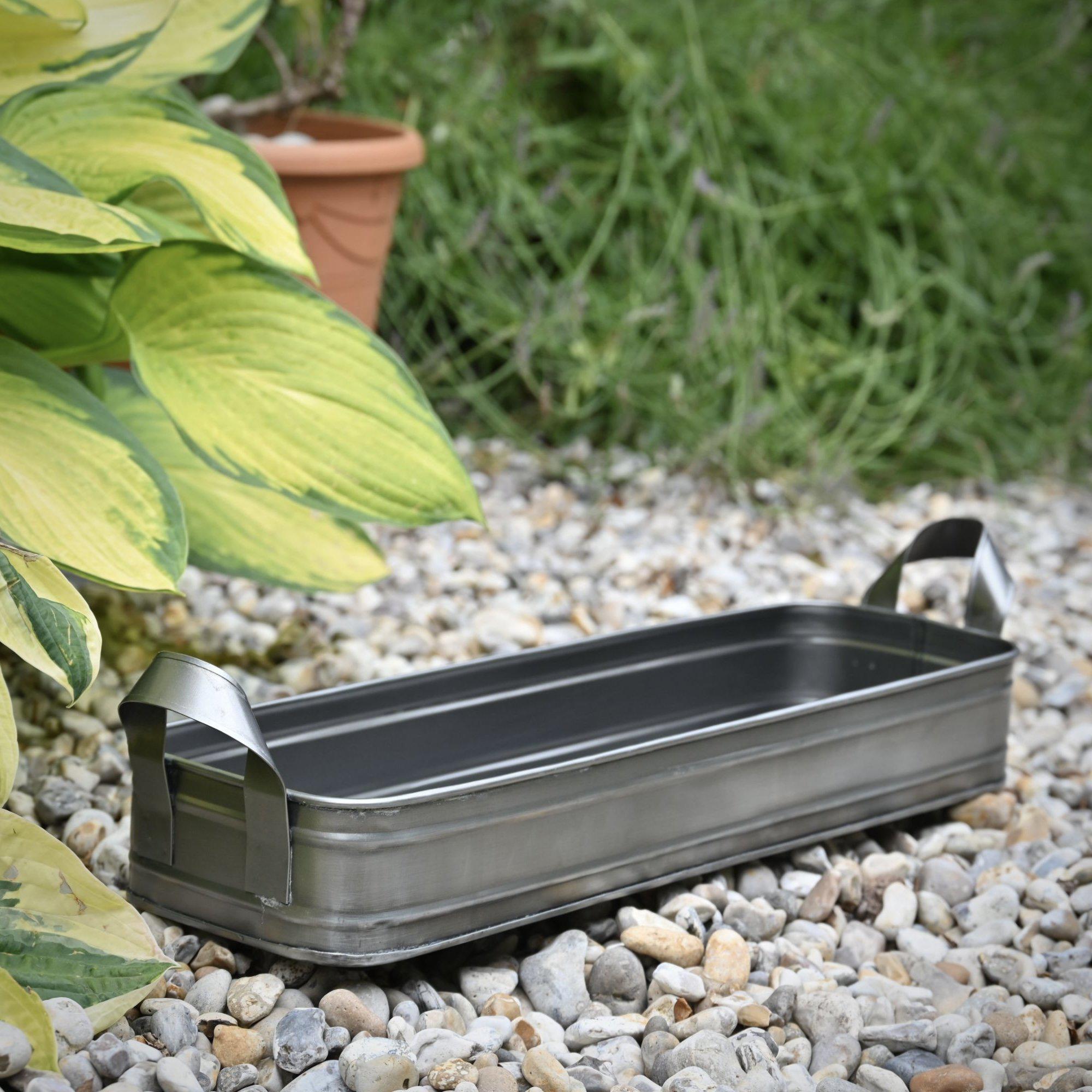 Set of 3 Oblong Metal Planters-Planters-Yester Home