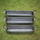 Set of 3 Oblong Metal Planters-Planters-Yester Home