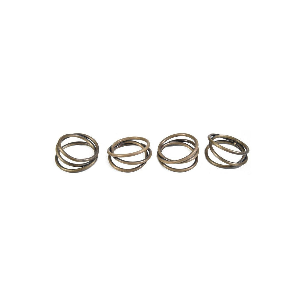 Set of 4 Brompton Napkin Rings | Antique Brass
