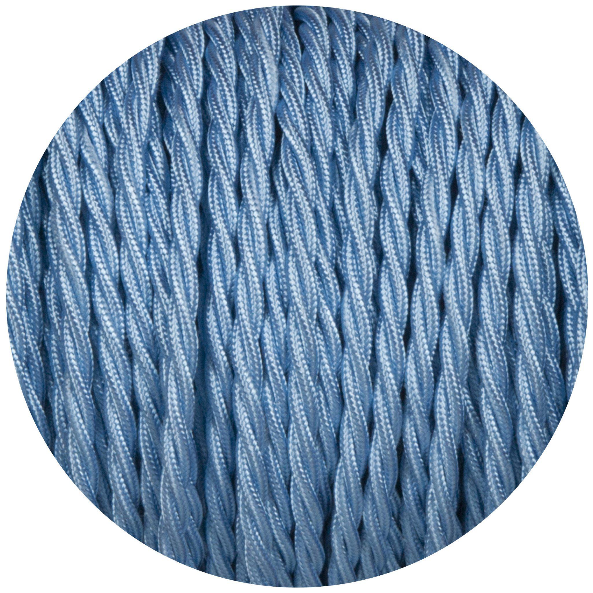 Sky Blue Twisted Fabric Braided Cable-Fabric Cable-Yester Home