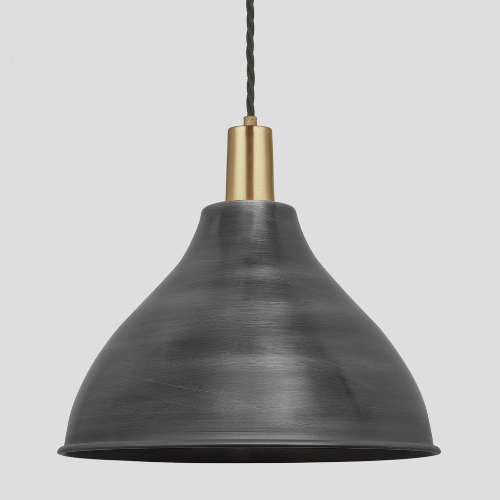 Sleek Cone Pendant - 12 Inch - Pewter-Ceiling Lights-Yester Home