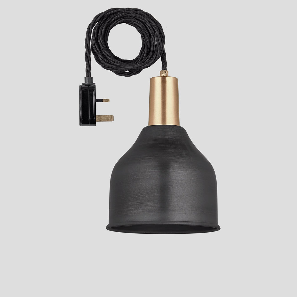 Sleek Cone Pendant - 7 Inch - Pewter - With Plug-Ceiling Lights-Yester Home