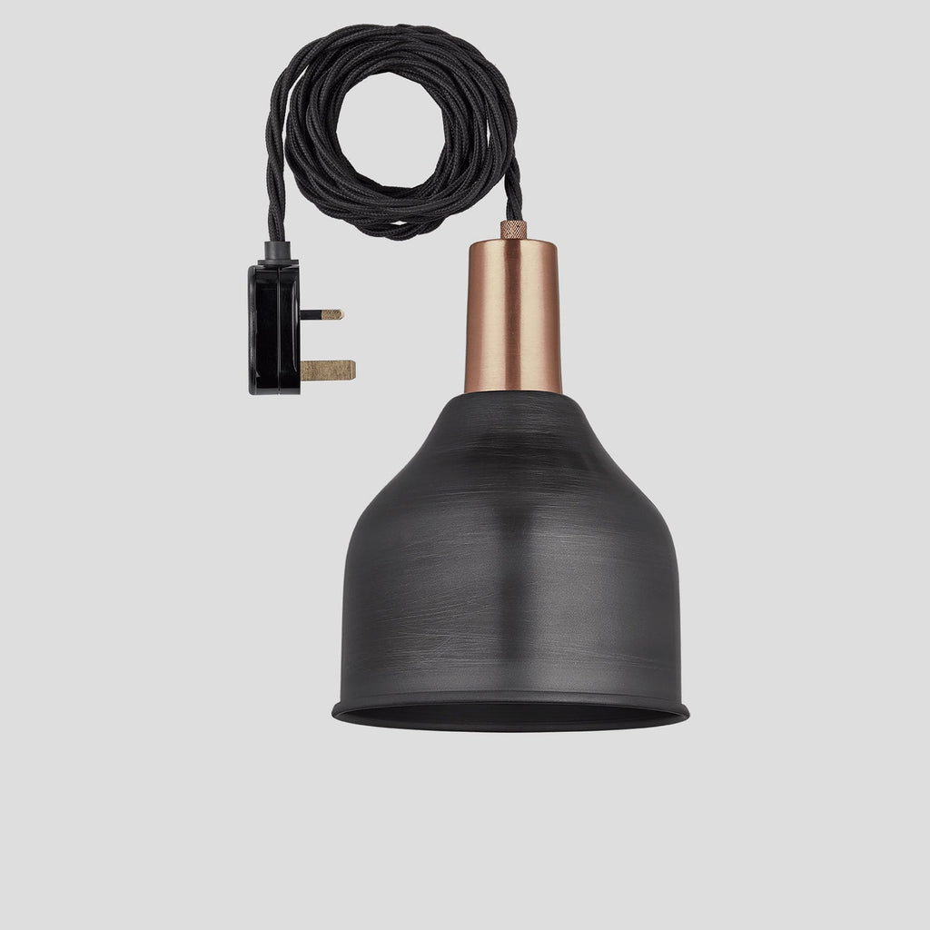 Sleek Cone Pendant - 7 Inch - Pewter - With Plug-Ceiling Lights-Yester Home