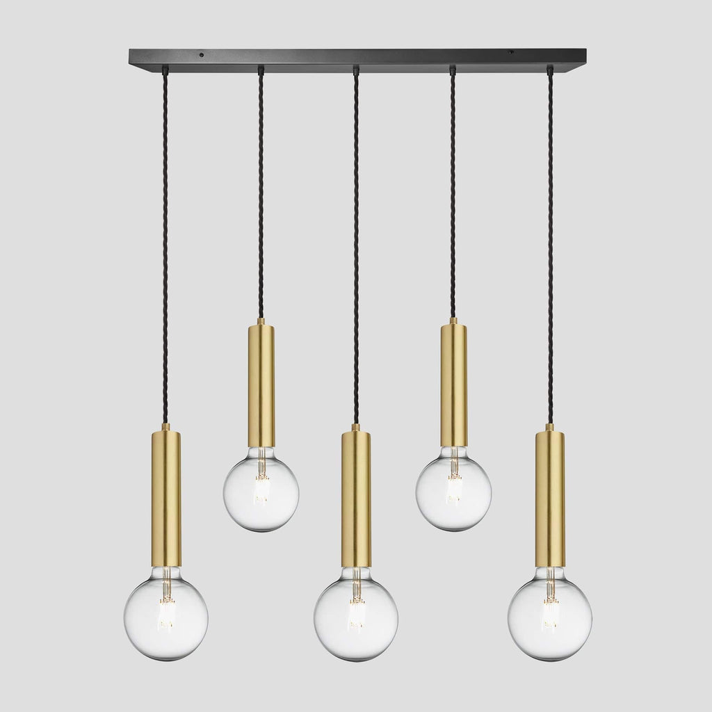 Sleek Cylinder 5 Wire Cluster Lights - Brass-Ceiling Lights-Yester Home