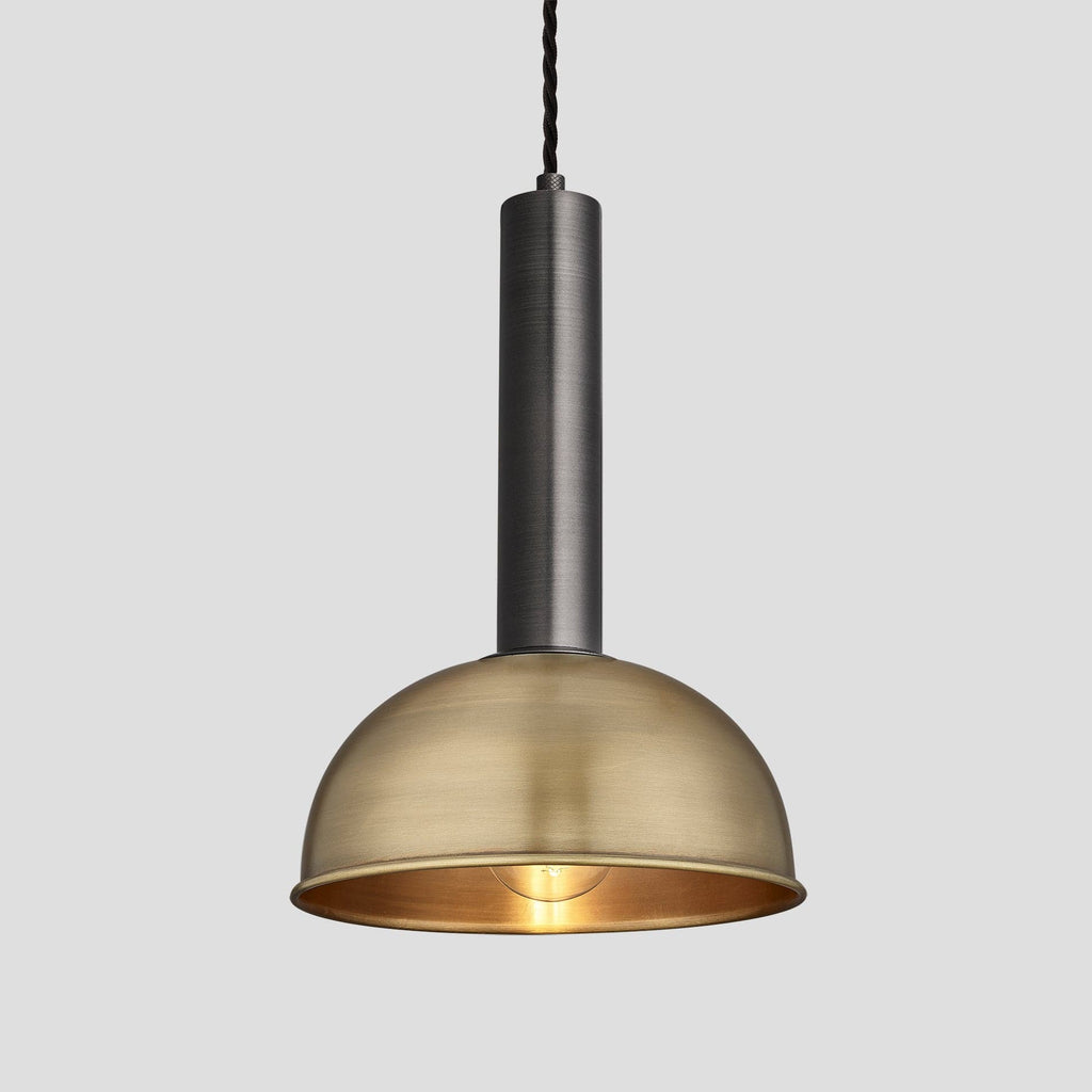 Sleek Cylinder Dome Pendant Light - 8 Inch - Brass-Ceiling Lights-Yester Home