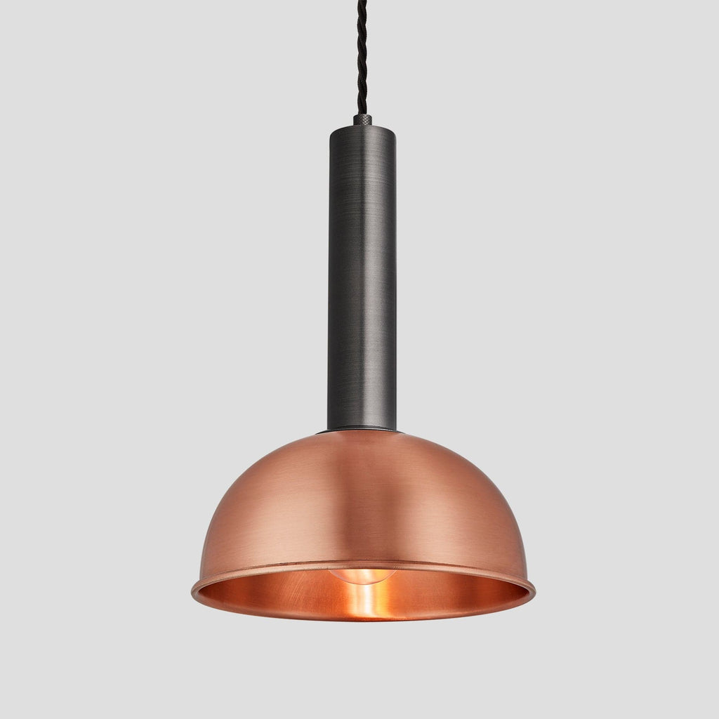 Sleek Cylinder Dome Pendant Light - 8 Inch - Copper-Ceiling Lights-Yester Home