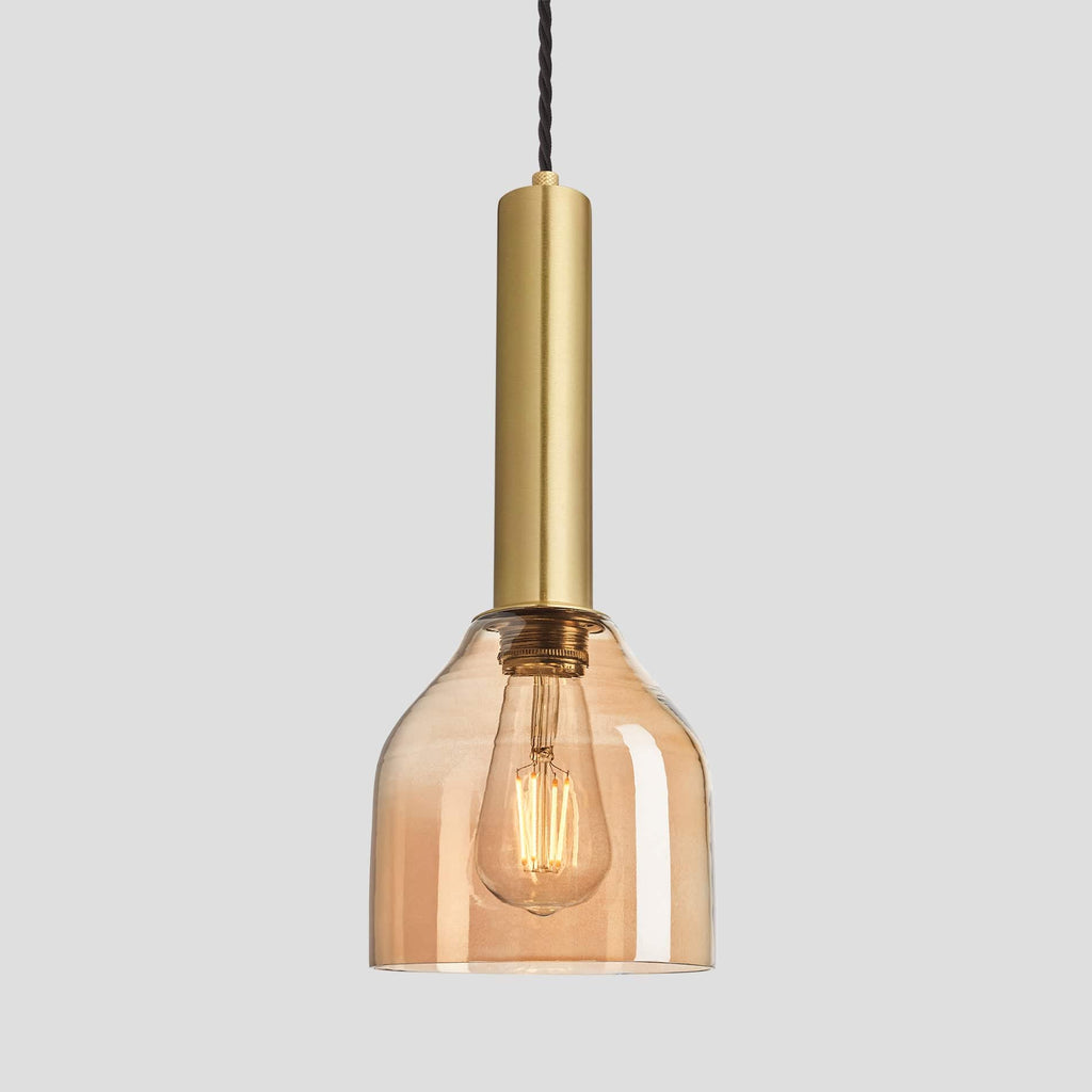 Sleek Cylinder Tinted Glass Cone Pendant Light - 6 Inch - Amber-Ceiling Lights-Yester Home