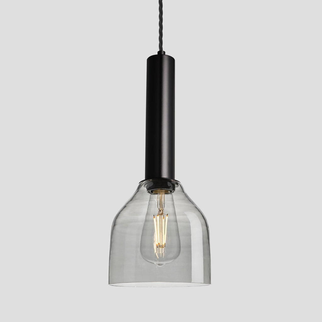 Sleek Cylinder Tinted Glass Cone Pendant Light - 6 Inch - Smoke Grey-Ceiling Lights-Yester Home