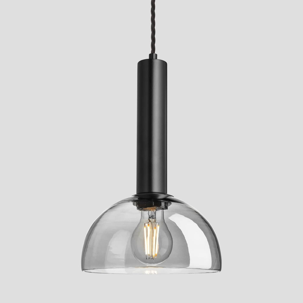 Sleek Cylinder Tinted Glass Dome Pendant Light - 8 Inch - Smoke Grey-Ceiling Lights-Yester Home
