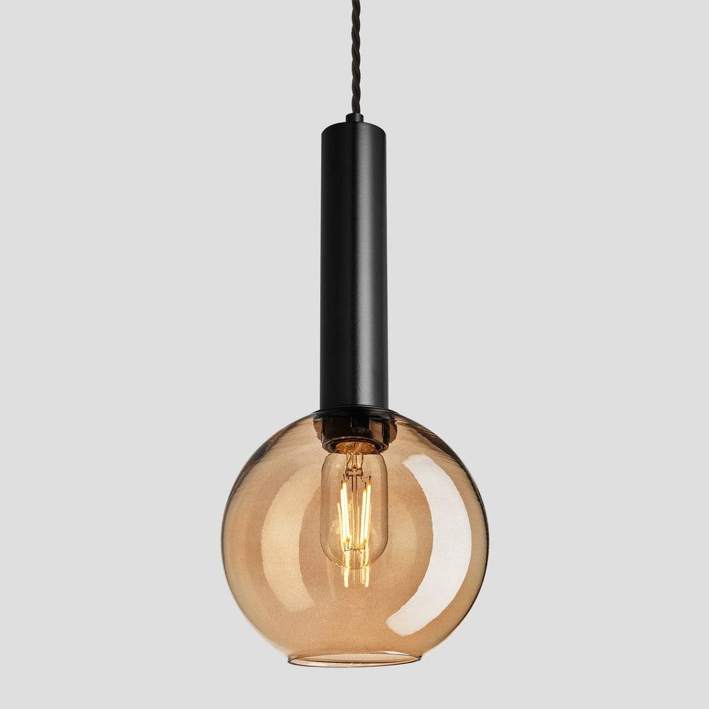 Sleek Cylinder Tinted Glass Globe Pendant Light - 7 Inch - Amber-Ceiling Lights-Yester Home