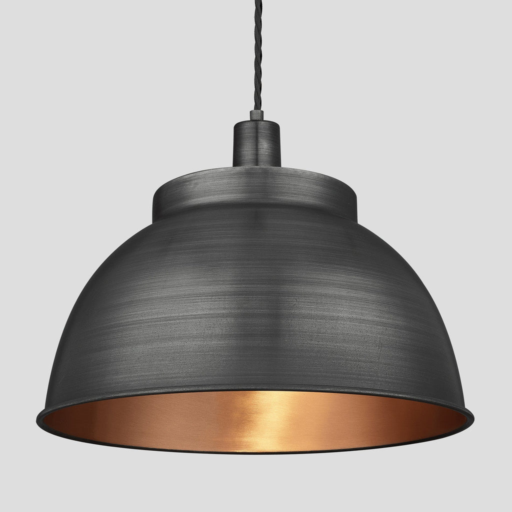 Sleek Dome Pendant - 17 Inch - Pewter & Copper-Ceiling Lights-Yester Home