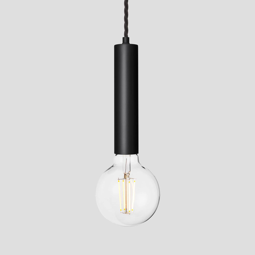 Sleek Edison Cylinder Cord Set ES E27 Bulb Holder - Black & Fabric Flex-Ceiling Lights-Yester Home