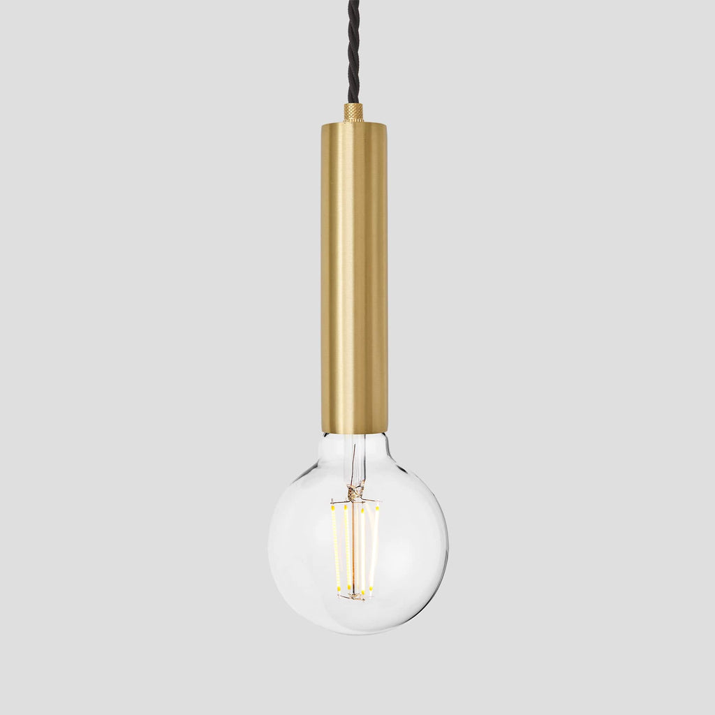 Sleek Edison Cylinder Cord Set ES E27 Bulb Holder - Brass & Fabric Flex-Ceiling Lights-Yester Home