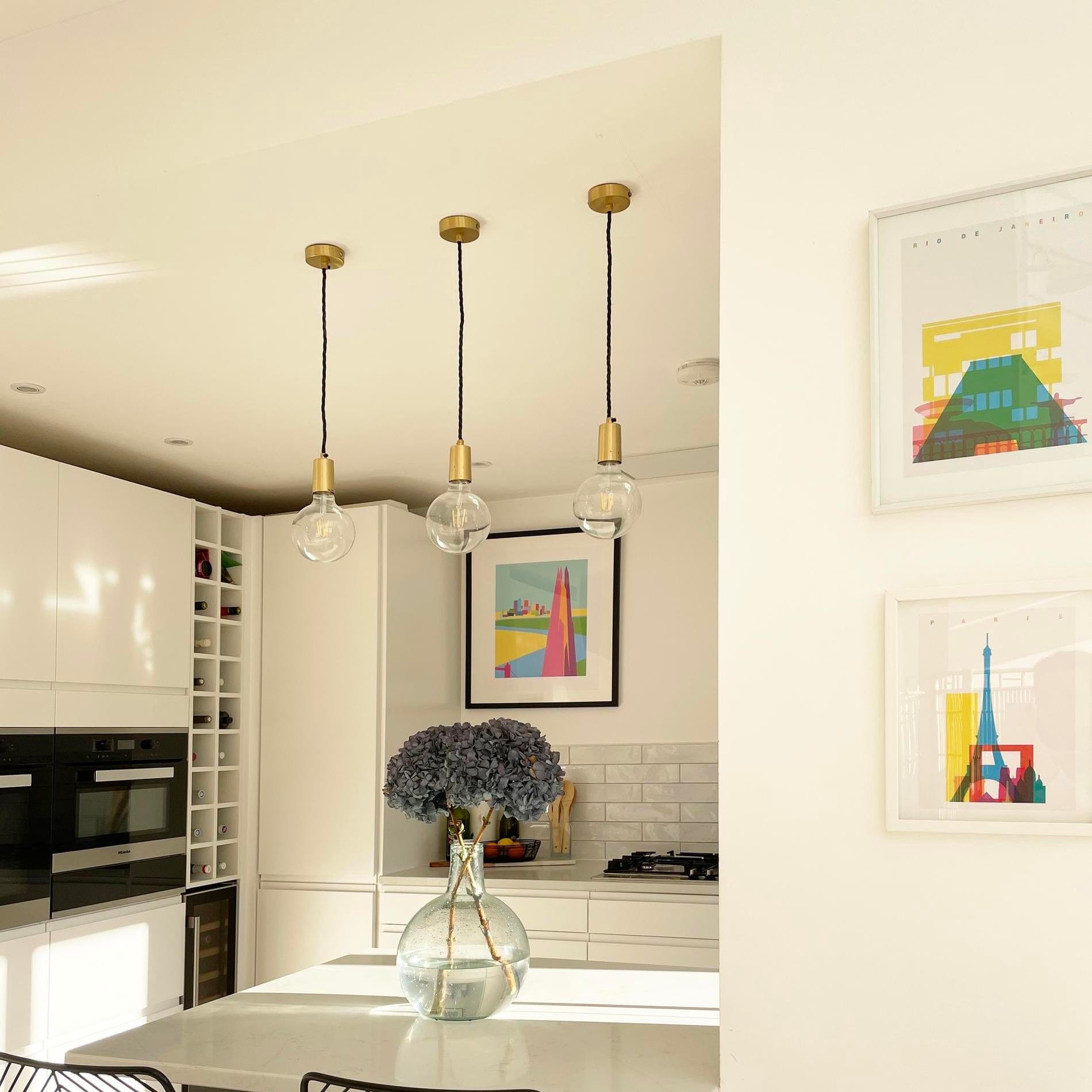 Sleek Edison Pendant - 1 Wire - Brass-Ceiling Lights-Yester Home