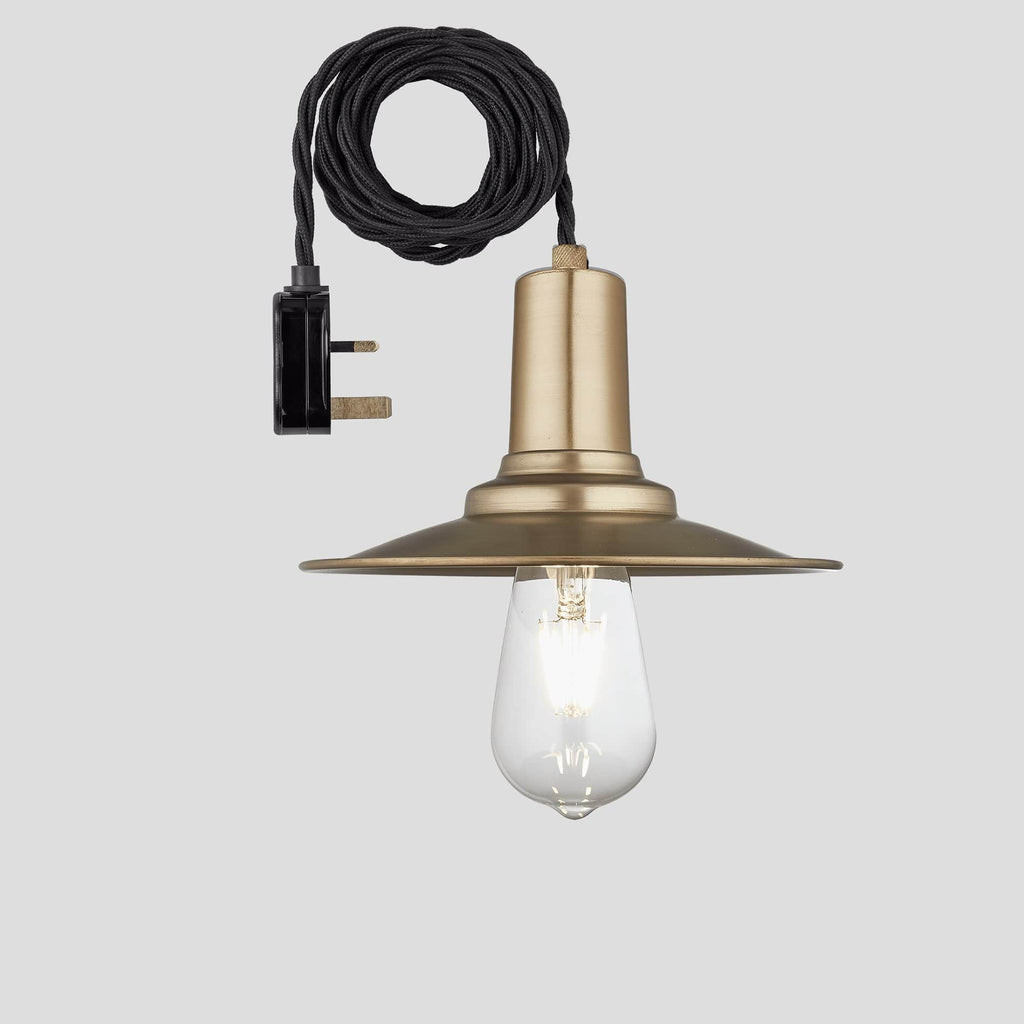 Sleek Flat Pendant - 8 Inch - Brass - With Plug-Ceiling Lights-Yester Home