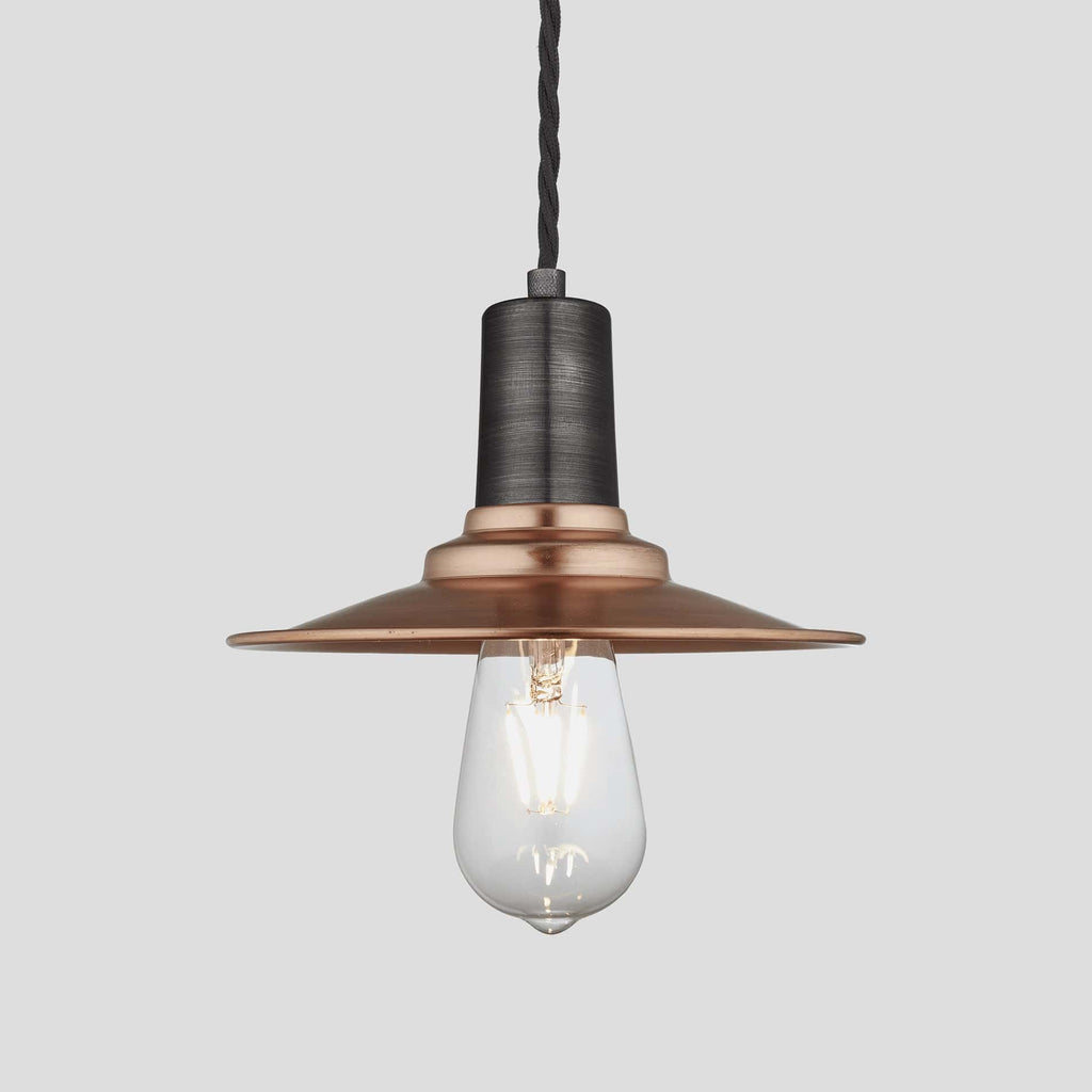 Sleek Flat Pendant - 8 Inch - Copper-Ceiling Lights-Yester Home