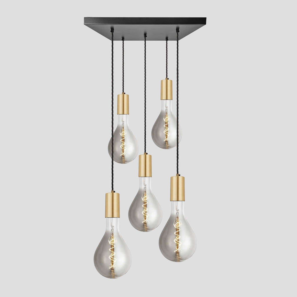 Sleek Large Edison Square Cluster Lights - 5 Wire – Brass-Ceiling Lights-Yester Home
