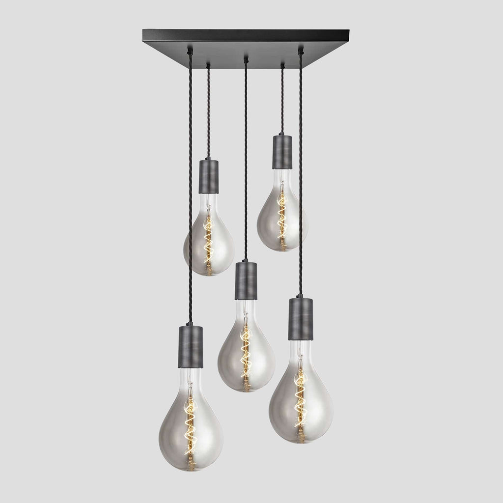 Sleek Large Edison Square Cluster Lights - 5 Wire – Pewter-Ceiling Lights-Yester Home