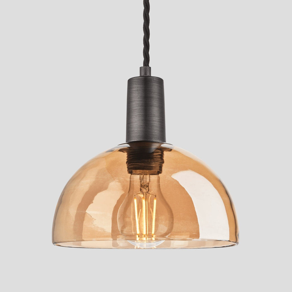 Sleek Tinted Glass Dome Pendant - 8 Inch - Amber-Ceiling Lights-Yester Home