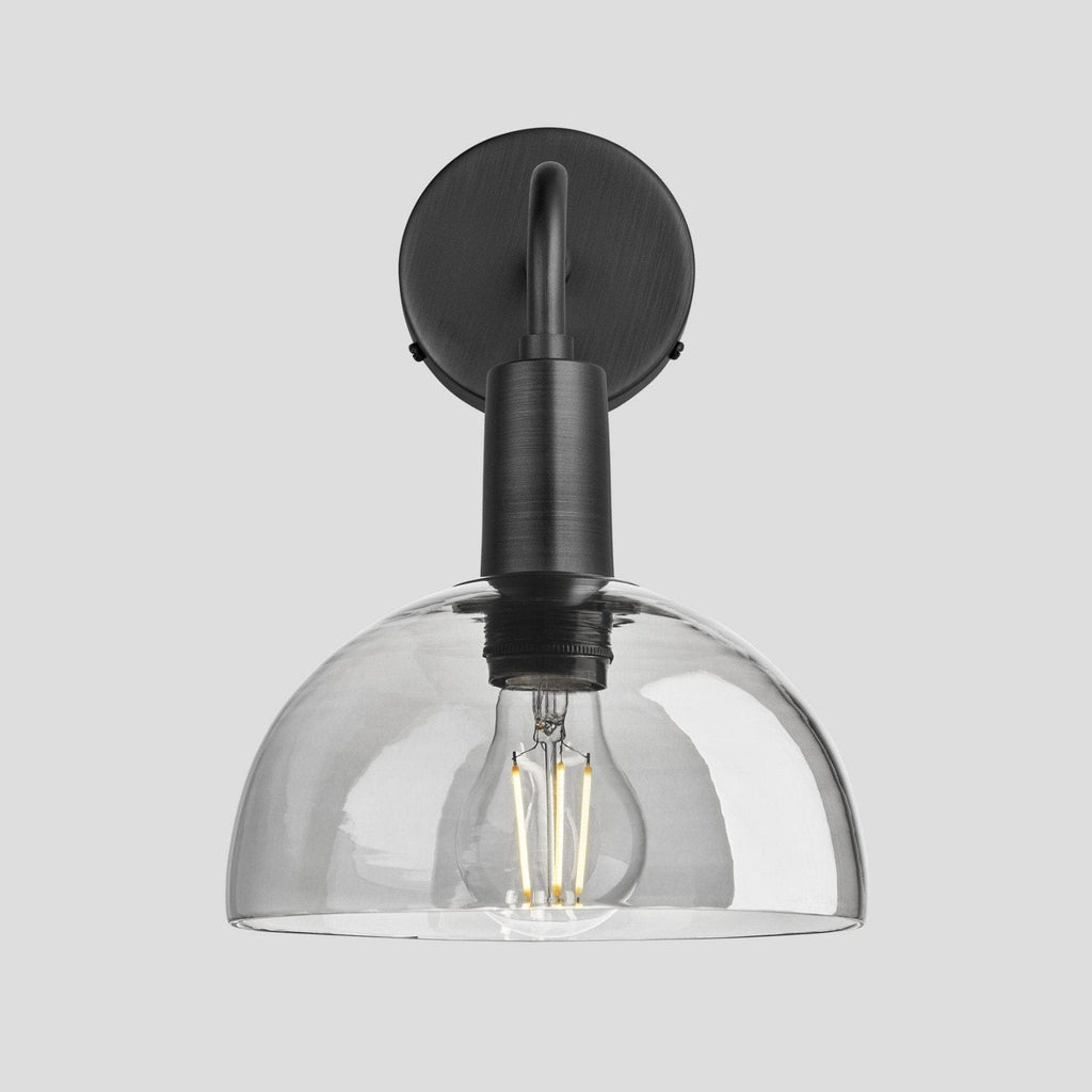 Sleek Tinted Glass Dome Wall Light - 8 Inch - Smoke Grey-Wall Lights-Yester Home