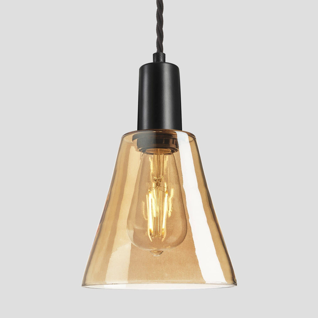 Sleek Tinted Glass Flask Pendant - 6 Inch - Amber-Ceiling Lights-Yester Home