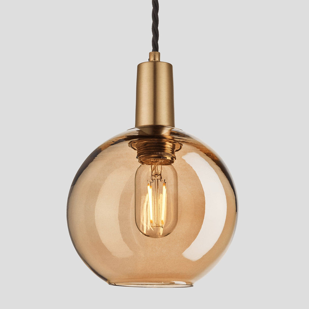Sleek Tinted Glass Globe Pendant - 7 Inch - Amber-Ceiling Lights-Yester Home