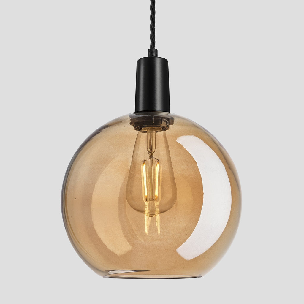 Sleek Tinted Glass Globe Pendant - 9 Inch - Amber-Ceiling Lights-Yester Home