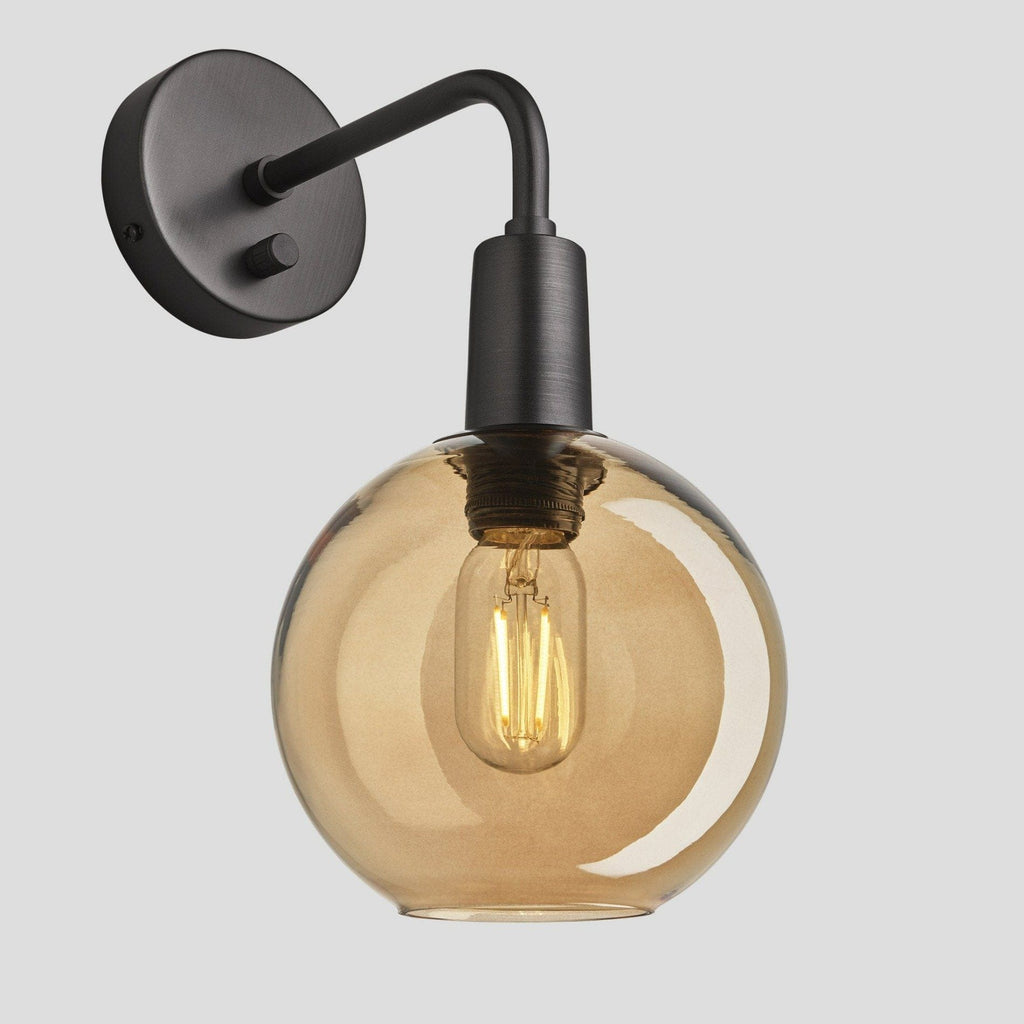 Sleek Tinted Glass Globe Wall Light - 7 Inch - Amber-Wall Lights-Yester Home