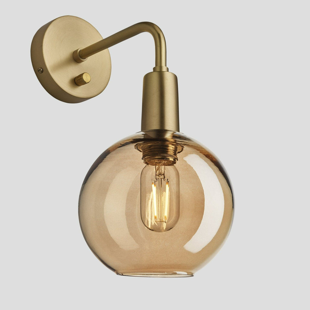 Sleek Tinted Glass Globe Wall Light - 7 Inch - Amber-Wall Lights-Yester Home