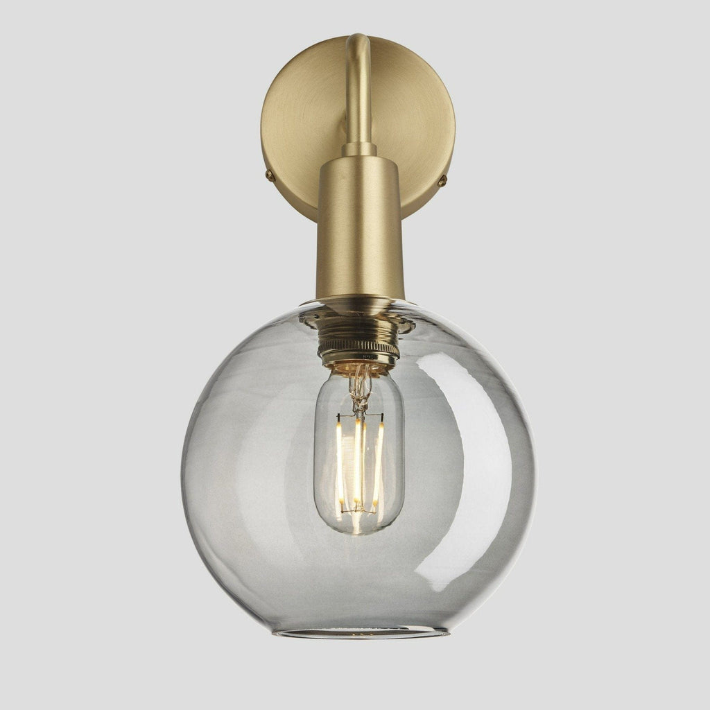 Sleek Tinted Glass Globe Wall Light - 7 Inch - Smoke Grey-Wall Lights-Yester Home