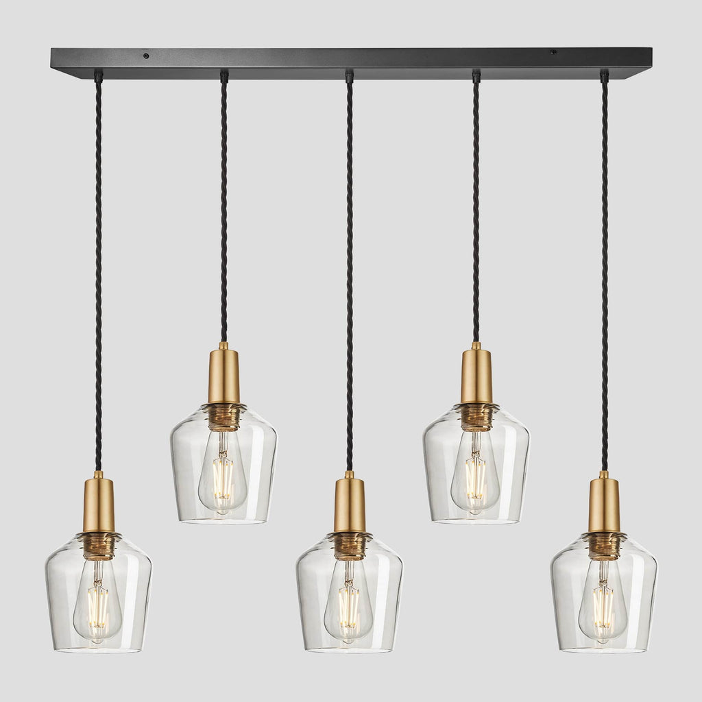 Sleek Tinted Glass Schoolhouse 5 Wire Cluster Lights - 5.5 inch - Smoke Grey-Ceiling Lights-Yester Home