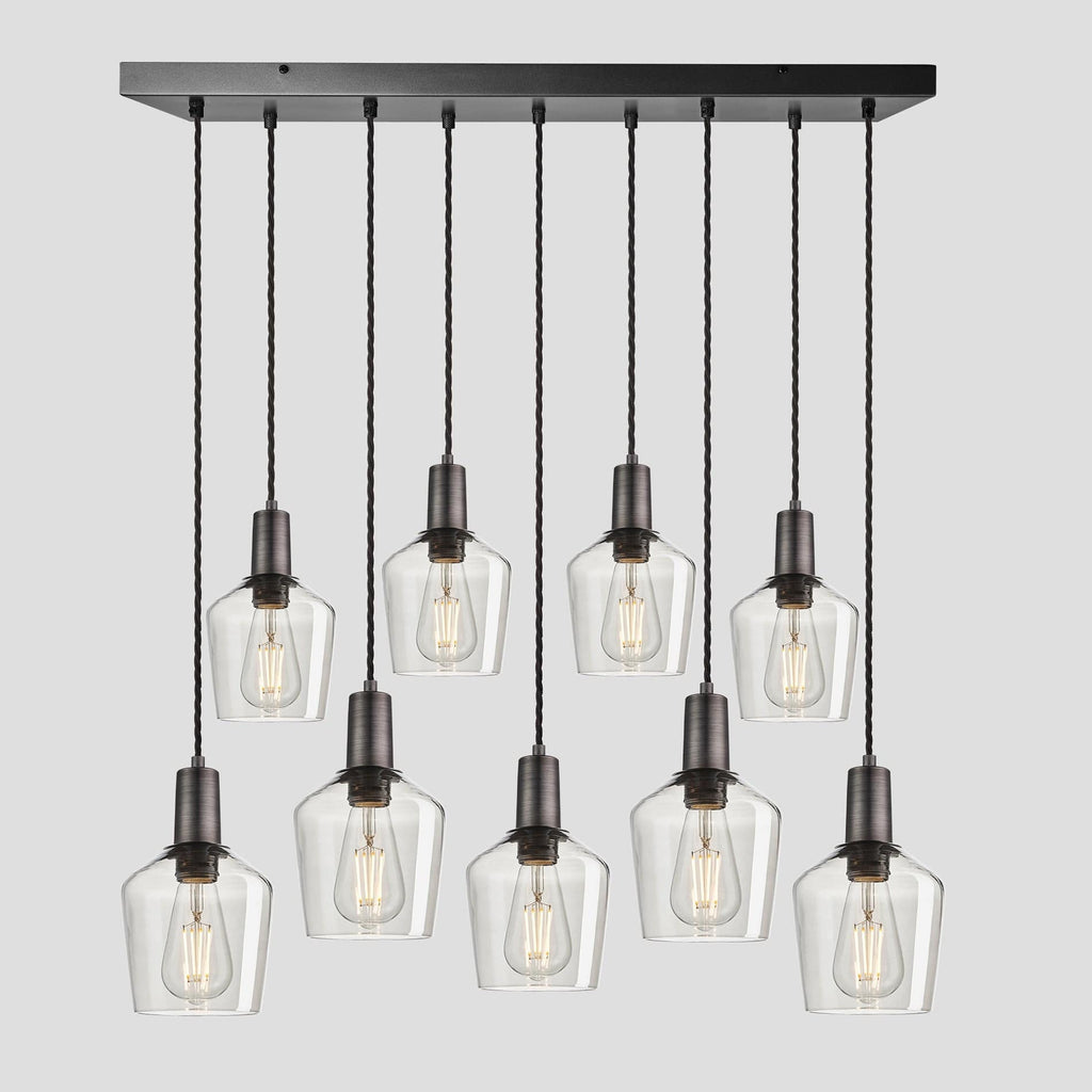 Sleek Tinted Glass Schoolhouse 9 Wire Cluster Lights - 5.5 inch - Smoke Grey-Ceiling Lights-Yester Home