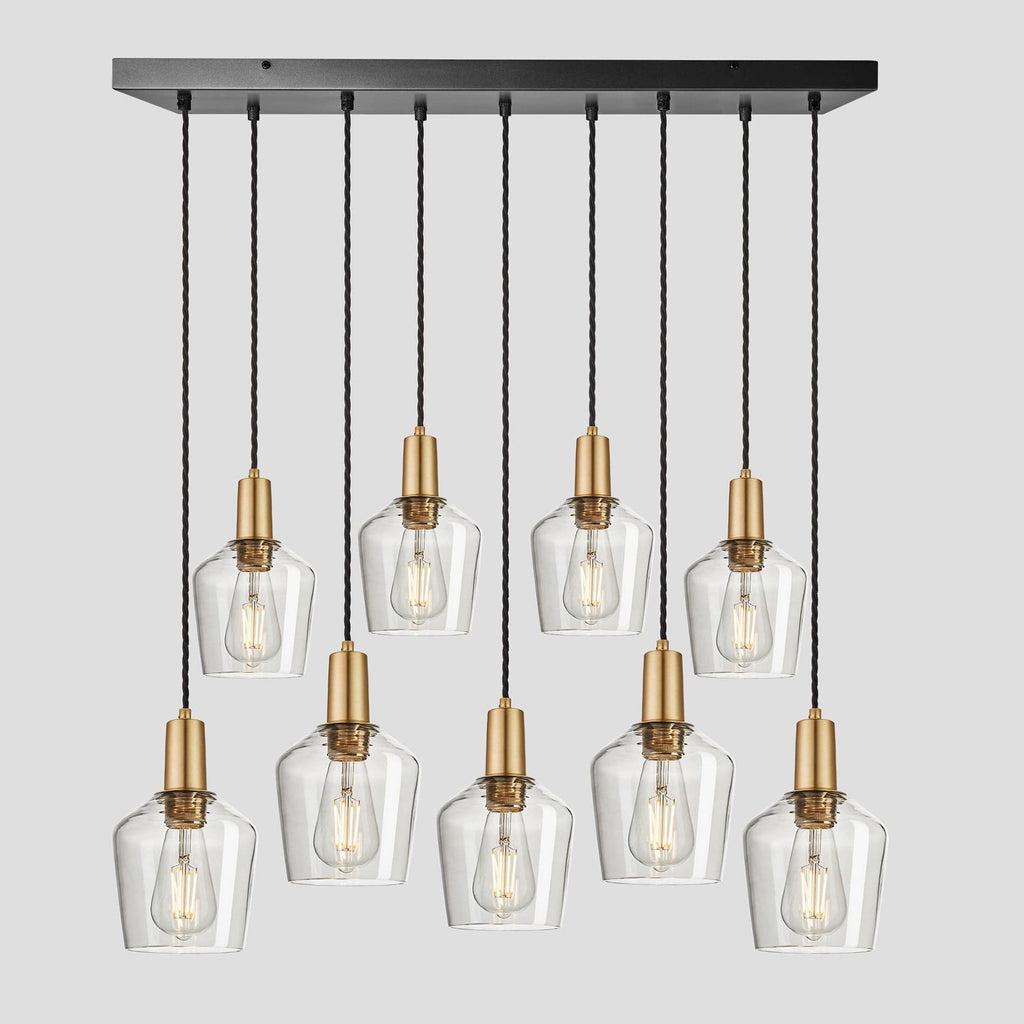 Sleek Tinted Glass Schoolhouse 9 Wire Cluster Lights - 5.5 inch - Smoke Grey-Ceiling Lights-Yester Home