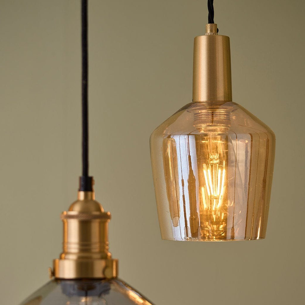 Sleek Tinted Glass Schoolhouse Pendant - 5.5 Inch - Amber-Ceiling Lights-Yester Home