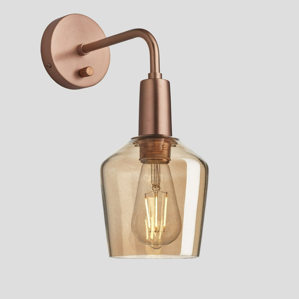 Sleek Tinted Glass Schoolhouse Wall Light - 5.5 Inch - Amber - Wall Lights - Industville - Yester Home