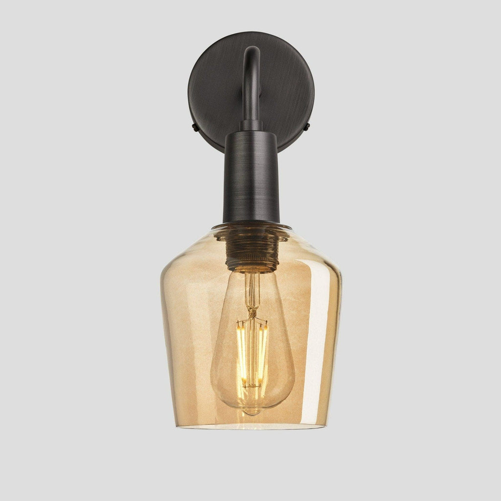 Sleek Tinted Glass Schoolhouse Wall Light - 5.5 Inch - Amber-Wall Lights-Yester Home