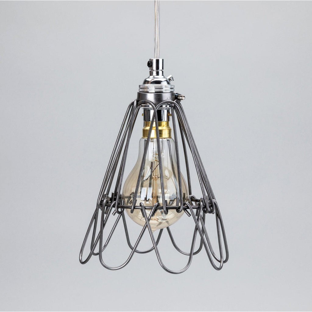 Small Deco Handmade Cage Shade in Raw Steel - SHADE ONLY