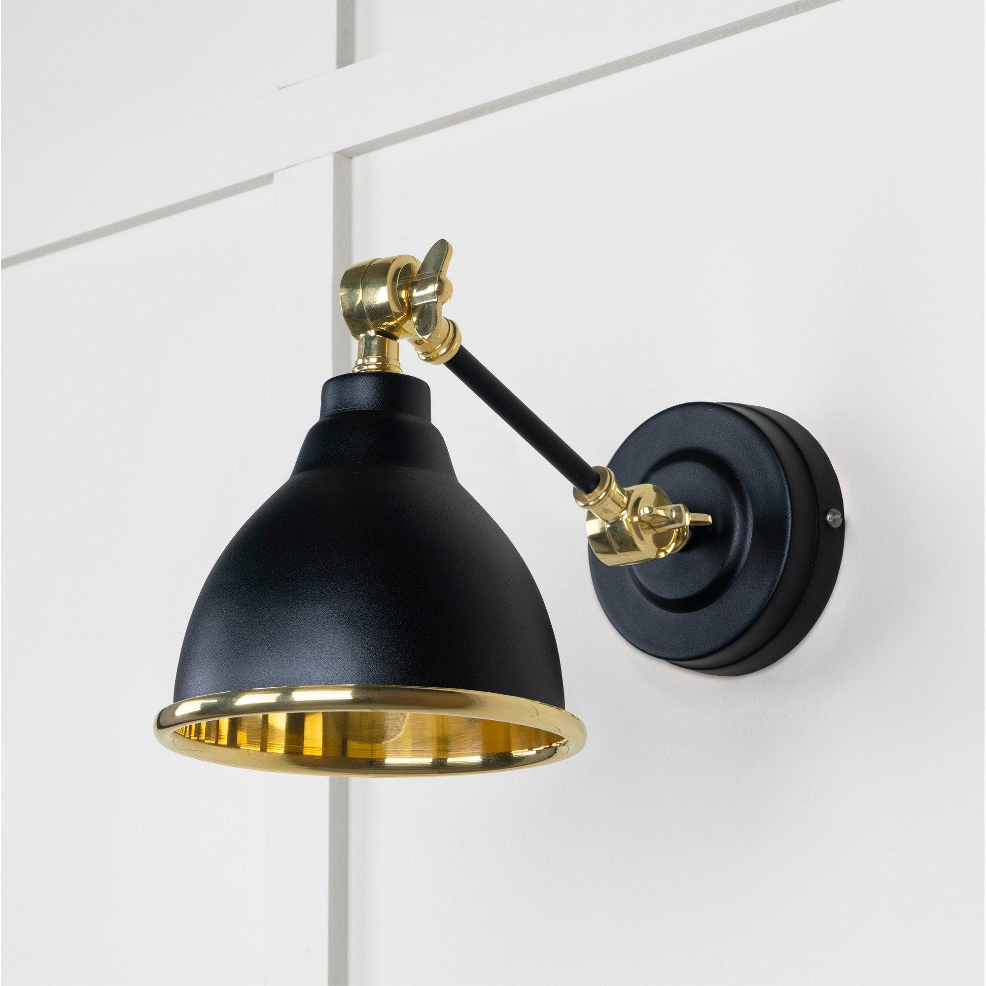 Smooth Brass Brindley Wall Light in Elan Black | From The Anvil-Wall Lights-Yester Home