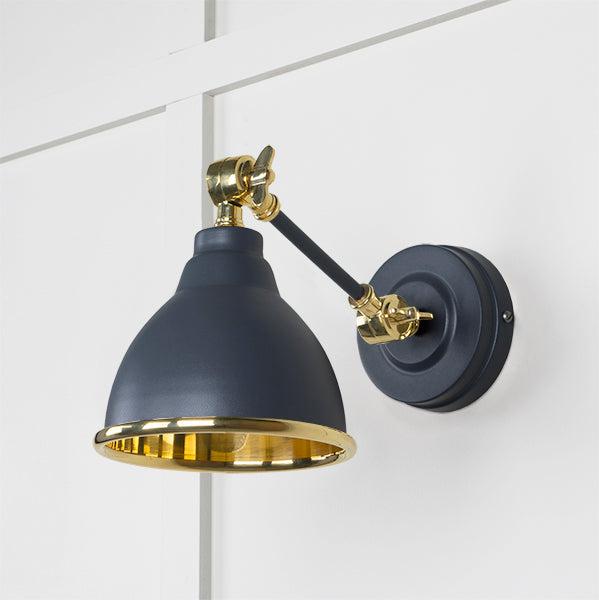 Smooth Brass Brindley Wall Light in Slate | From The Anvil-Wall Lights-Yester Home