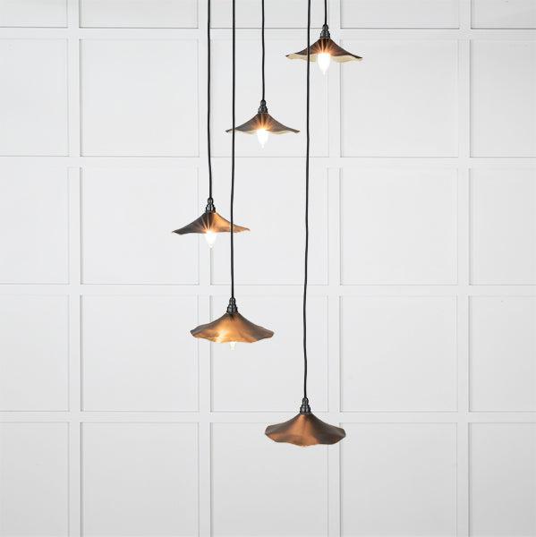 Smooth Brass Flora Cluster Pendant in Elan Black | From The Anvil-Cluster Pendants-Yester Home