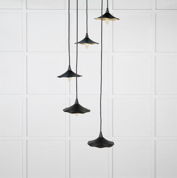 Smooth Brass Flora Cluster Pendant in Elan Black | From The Anvil-Cluster Pendants-Yester Home