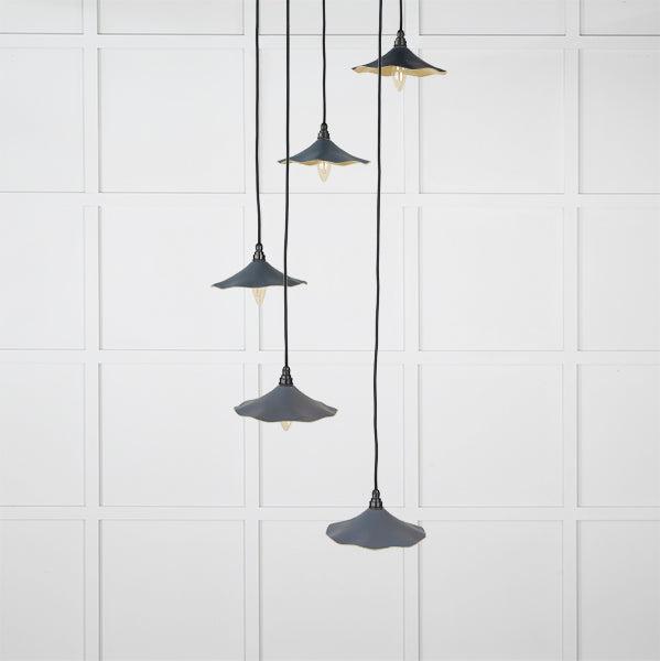 Smooth Brass Flora Cluster Pendant in Slate | From The Anvil-Cluster Pendants-Yester Home