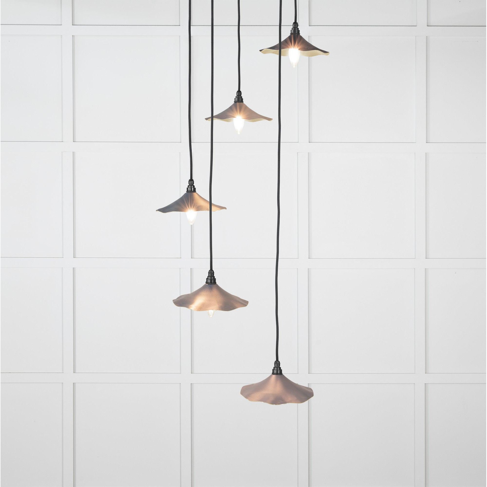 Smooth Brass Flora Cluster Pendant in Slate | From The Anvil-Cluster Pendants-Yester Home