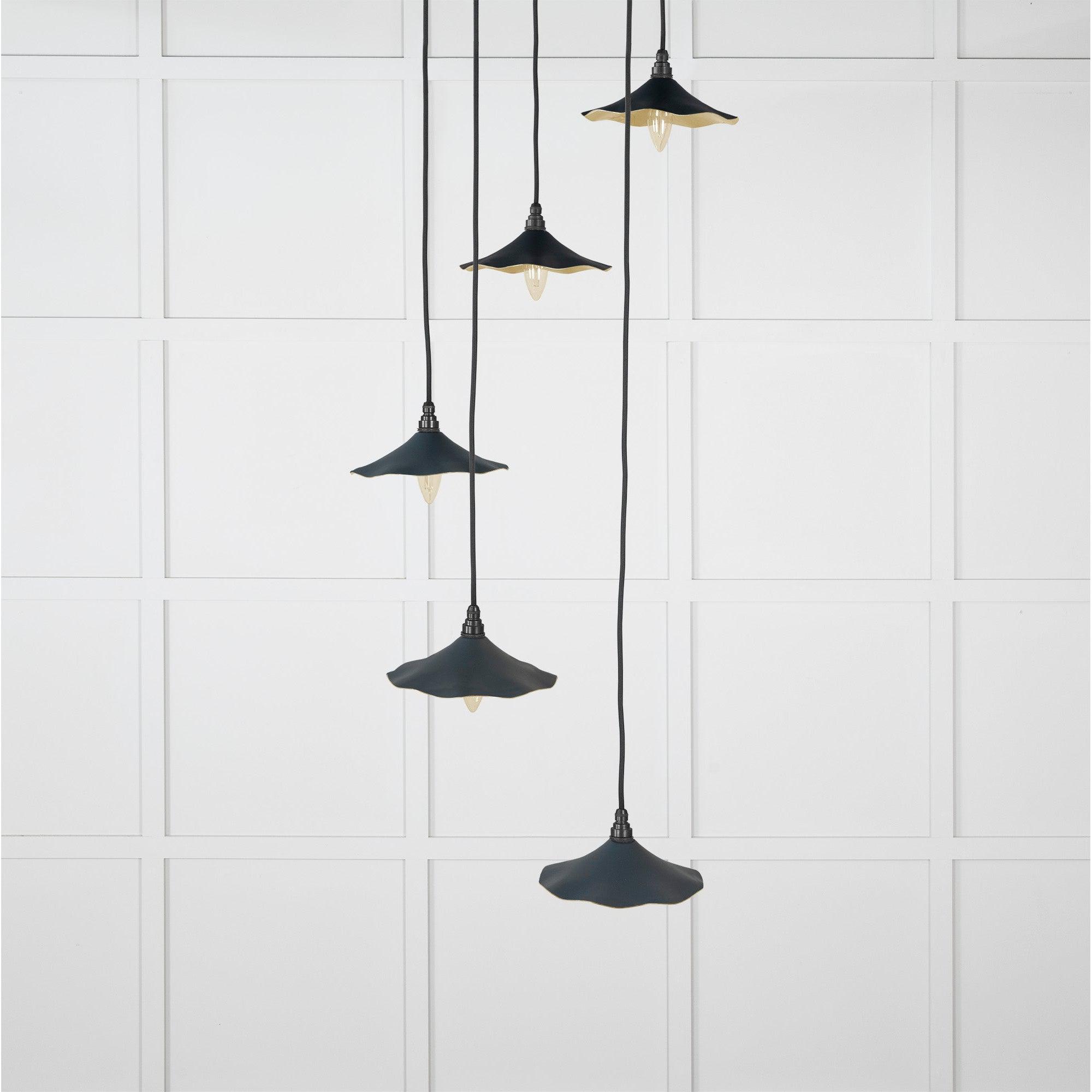 Smooth Brass Flora Cluster Pendant in Soot | From The Anvil-Cluster Pendants-Yester Home