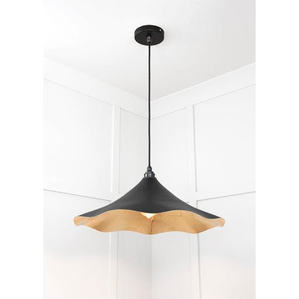 Smooth Brass Flora Pendant in Elan Black | From The Anvil-Ceiling Pendants-Yester Home